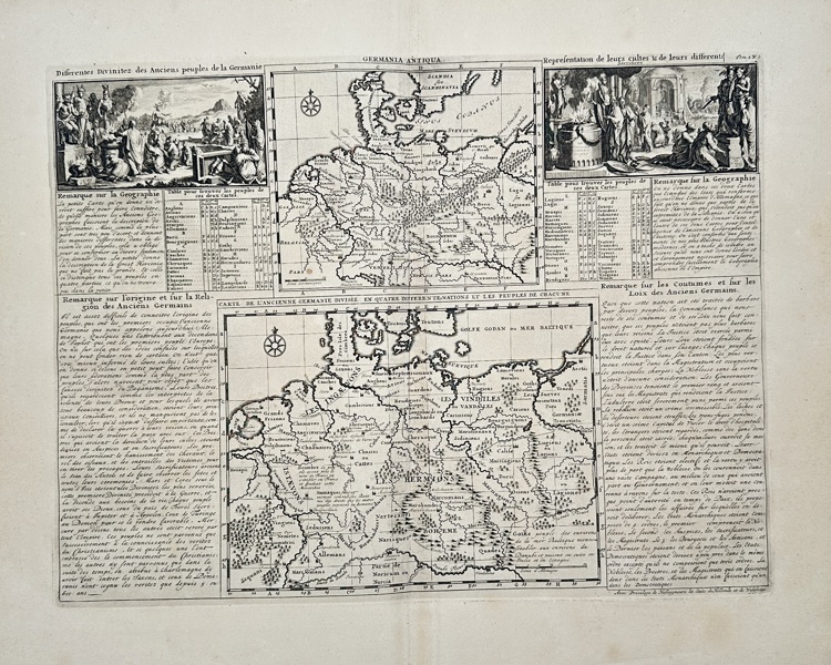 Henri Abraham Châtelain (1684–1743) – Ancient Maps of Germany with Religious and Cultural Scenes – Engraving (1720)