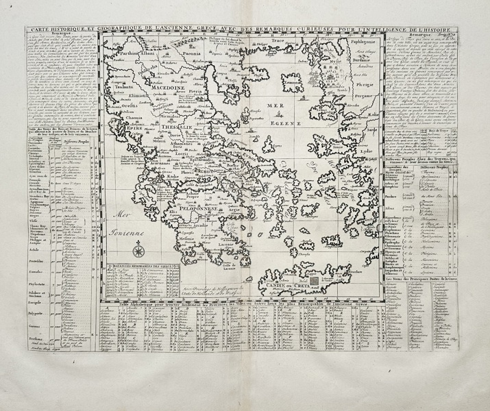 Henri Abraham Châtelain (1684–1743) – Historical and Geographical Map of Ancient Greece – Engraving (1720)