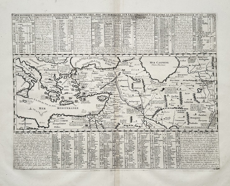 Henri Abraham Châtelain (1684–1743) – Historical Map of the Greek Empire and Conquests of Alexander the Great – Engraving (1720)