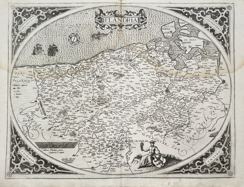 Gerhard Mercator (1512–1594) – Map of Flanders – Belgium – Engraving (1633)