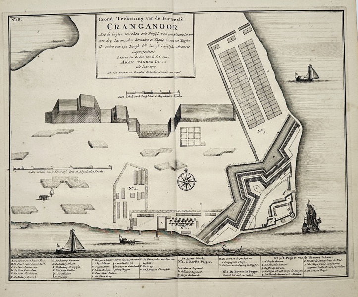 François Valentijn (1666–1727) – Map of the Fortress of Cranganore – India – Engraving (1726)
