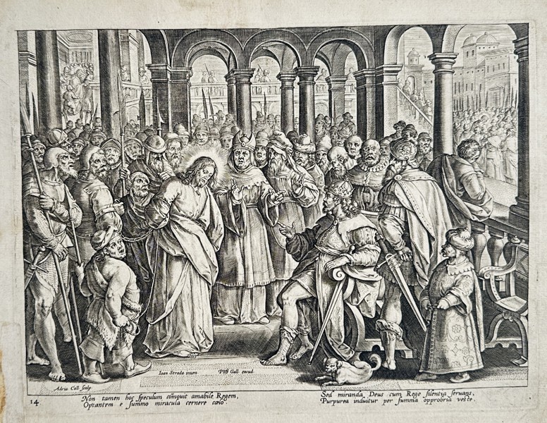 Jan van der Straet (1523–1605) – View of Christ before Herod – Engraving (1580)