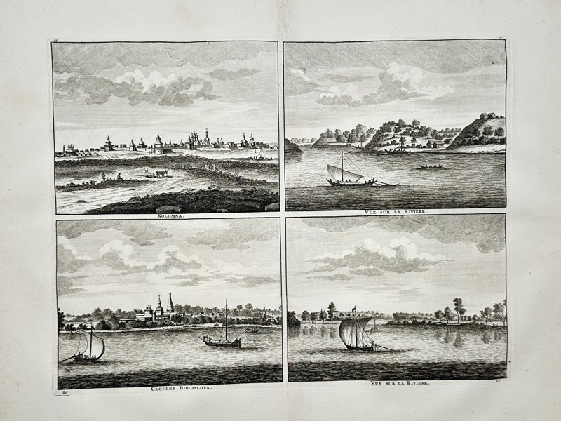 Cornelis de Bruyn (1652–1727) – Views of Kolomna, the Bogoslovsky Monastery, and the Oka River – Russia – Engraving (1711)