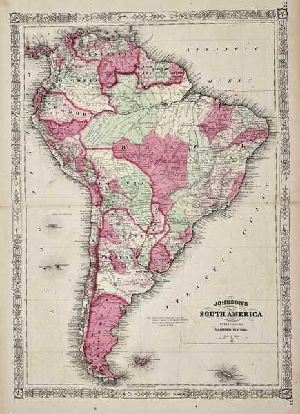 Alvin Jewett Johnson (1827-1884) - Map of South America - Johnson’s South America - 1861-1880