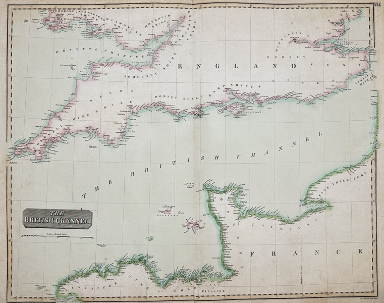 John Thomson (1777-1840) - Chart of The British Channel - Map of the Channel and the features along the French and British Coastlines - Stunning Sea Chart - 1801-1820