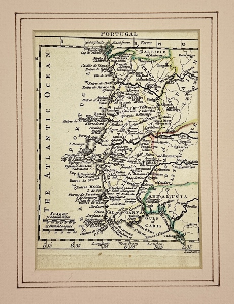 John Gibson / Robert Sayer / Andrew Dury - Miniature map of Portugal - Atlas Minimorum Universalis