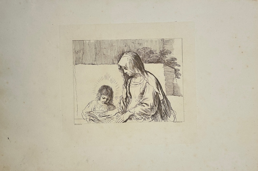 Giovanni Francesco Barbieri (1591-1666), Guercino after, Francesco Bartolozzi (1727–1815) - Large Folio Print - The Virgin Teaching the Infant Jesus