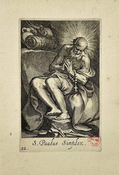 Boetius Adams Bolswert after Abraham Bloemaert - S. Paulus Simplex - Saint Paul the Simple