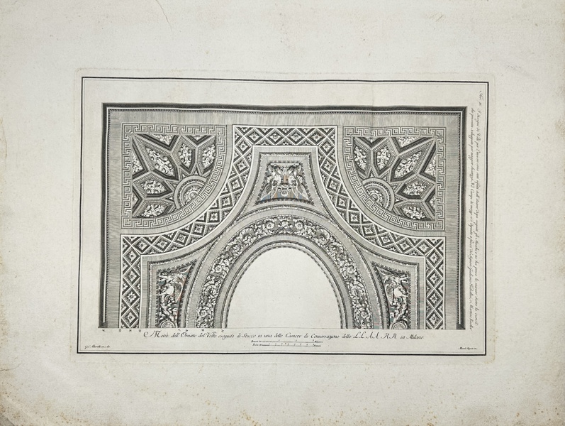 Albertolli Giocondo (1742–1839) / Giacomo Mercoli - Geometric and vegetal decorative motifs with winged figures