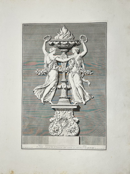 Albertolli Giocondo (1742–1839) / Giacomo Mercoli - Candelabrum with Two Victory Figures for Ornamenti Diversi