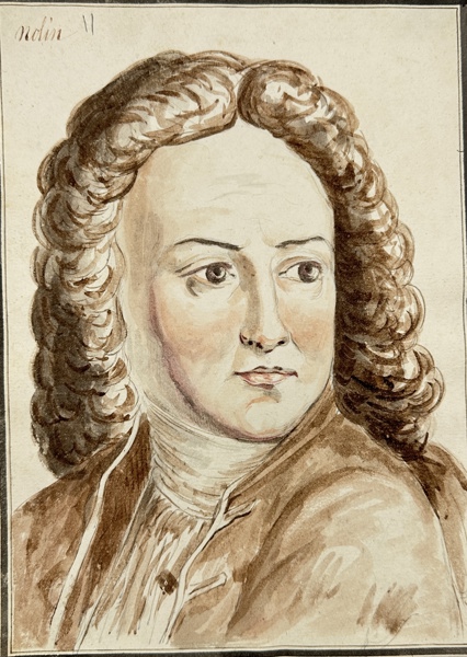 European school (XVIII) - Old Master Drawing - Ink and Watercolor - Portrait of Man