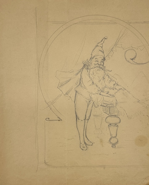 Albert Engström (1869–1940)  - Pencil Drawing - Jultomte