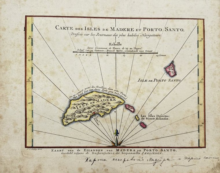 Jacobus van der Schley (1715-1779) & Jacques Nicolas Bellin (1703-1772) - Madeira and Porto Santo - Europe, Portugal - "Carte Des Isles De Madere Et Porto Santo"