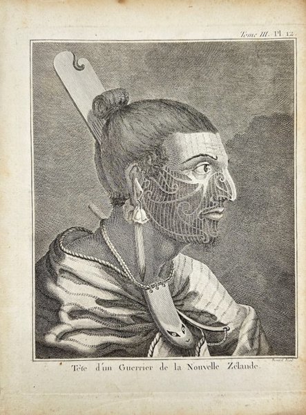 Robert Benard (1734-1794) - Cook's Voyage - Portrait of Otegoowgoow - Maori, New Zealand