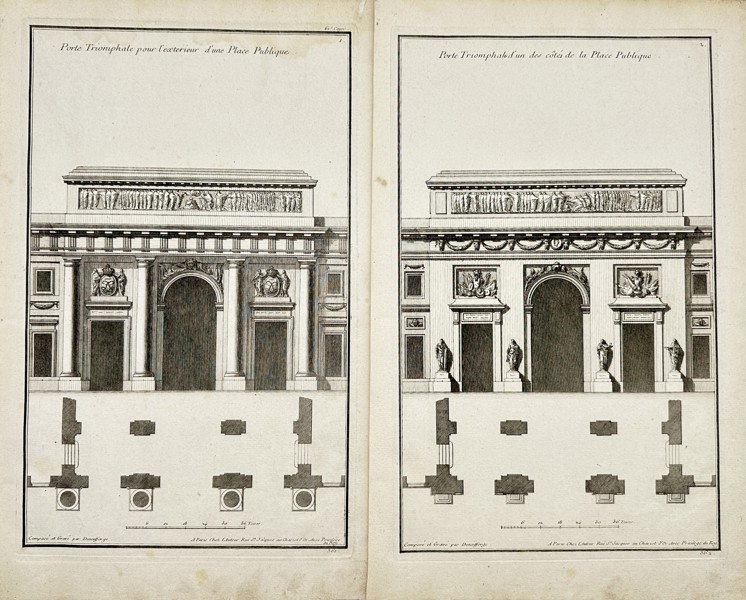 Jean-Francois de Neufforge (1714-1791) - Set of 2 Etchings - Triumphal Gate