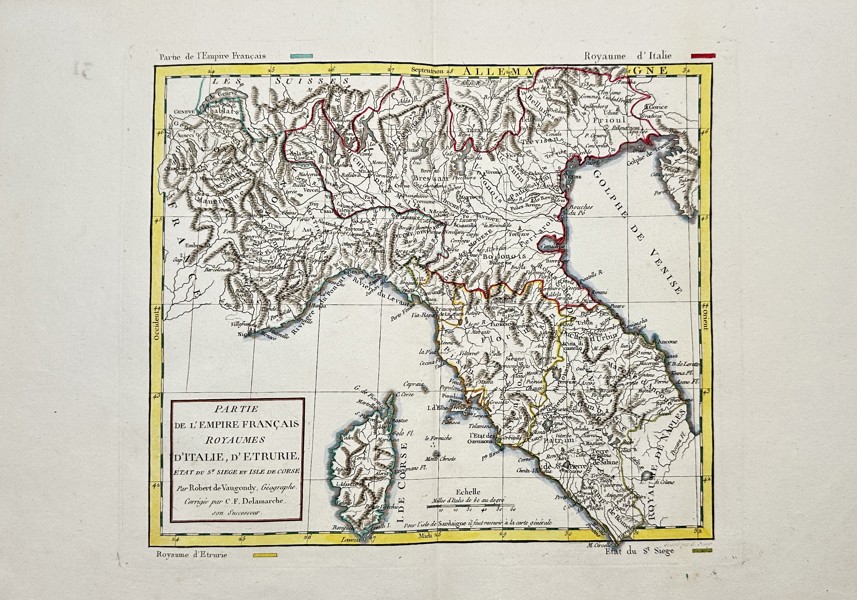 Robert de Vaugondy (1688-1766) - Europe - Northern regions of Italy; "Partie de l'Empire Francais Royaumes d'Italie, d'Etrurie" - 1801-1820