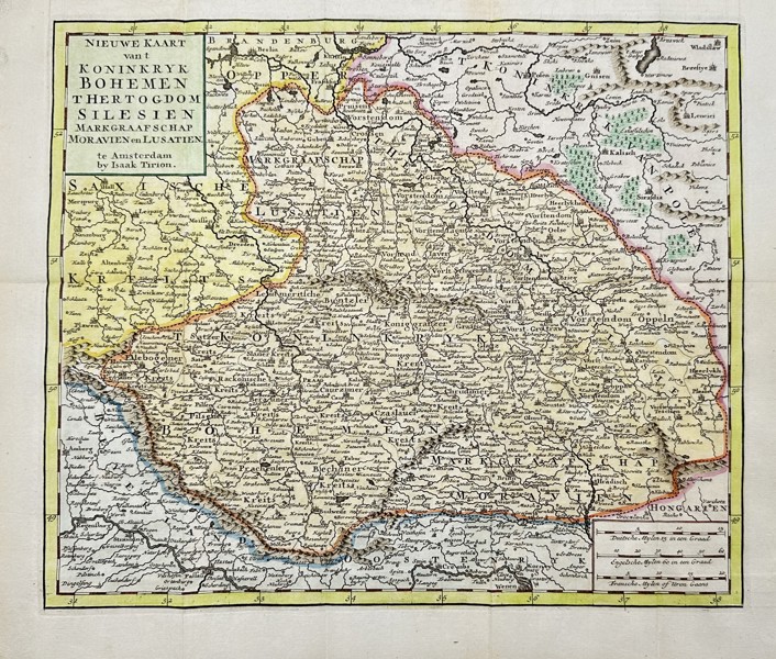 Isaak Tirion (1705-1765) - Map of Bohemia - Silesia, Moravia - Poland - Czech Republic - 'Nieuwe Kaart van t Koninkryk Bohemen t Hertogdom Silesien markgraafschap Moravien en Lusatien'