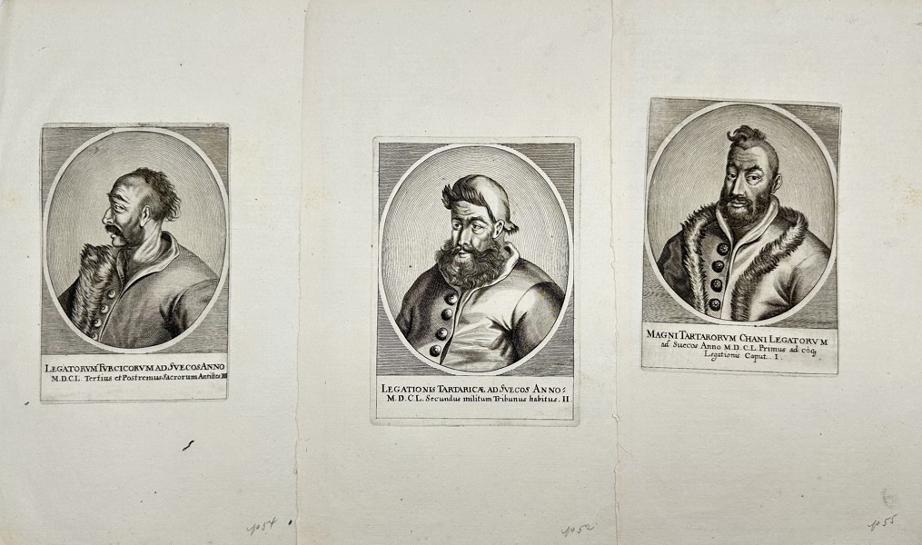 Matthäus Merian the Elder (1593-1650) - Set of 3 Copper-plate Engravings - Portraits of Envoys of the Great Khan of the Tatars to the Swedes