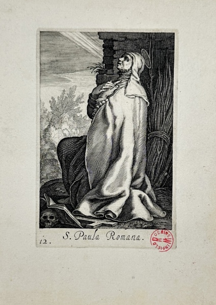 Boetius Adams Bolswert after Abraham Bloemaert – Religious Engraving – Sancta Paula Romana / Saint Paula of Rome (1619)