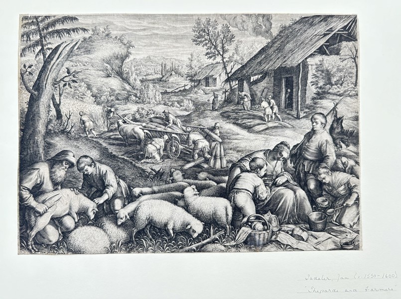 Jan Sadeler (1550-1600) - Copper-plate Engraving 'Shepards and Farmers' - from 'The Four Seasons'