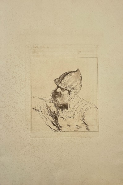 Francesco Bartolozzi (1728–1815) after Giovanni Francesco Barbieri (Guercino) – "Head of a Soldier" – Engraving (1764)