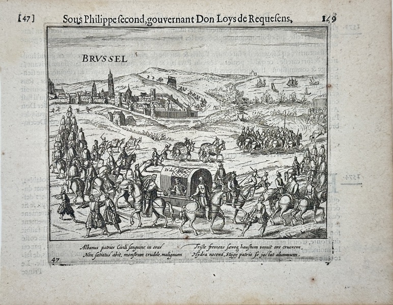 Gerrit Baudartius (1565–1640) – Historical Engraving – "Sous Philippe Second, Gouvernant Don Loys de Requesens – Entry into Brussels" (1616)