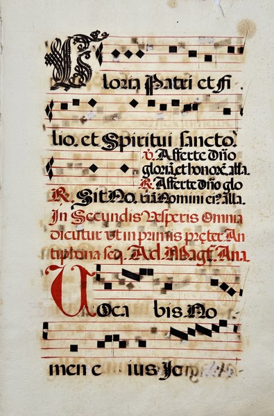 Unknown Maker - Script, 17th Century - Italy - Latin antiphonary on paper with initials in red  