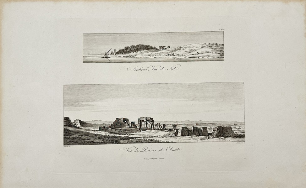 Dominique Vivant Denon - Antique Print, View of Ruins of the Temple in Front of Khnubis - Egypt