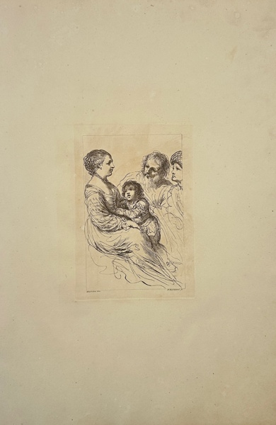 Francesco Bartolozzi (1728–1815) after Giovanni Francesco Barbieri "Guercino" (1591–1666) – God the Father in Heaven With Two Angels – Engraving (1764)