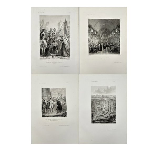 Auguste Vinchon, Jean Alaux, Etienne-Barthelemy Garnier, Pierre Puvis de Chavannes - Set of 4 Antique Prints - Kingdom of France - Bordeaux - 1800 - Regency of Louis XIII