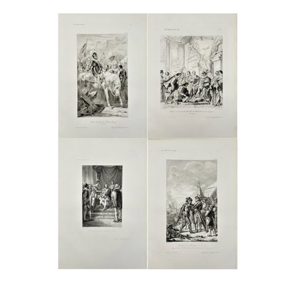 Edouard Odier, Jean-Francois de Troy, Georges Rouget, Aimee Thibault - Set of 4 Antique Prints - Capture of Montmélian Fort - Savoy