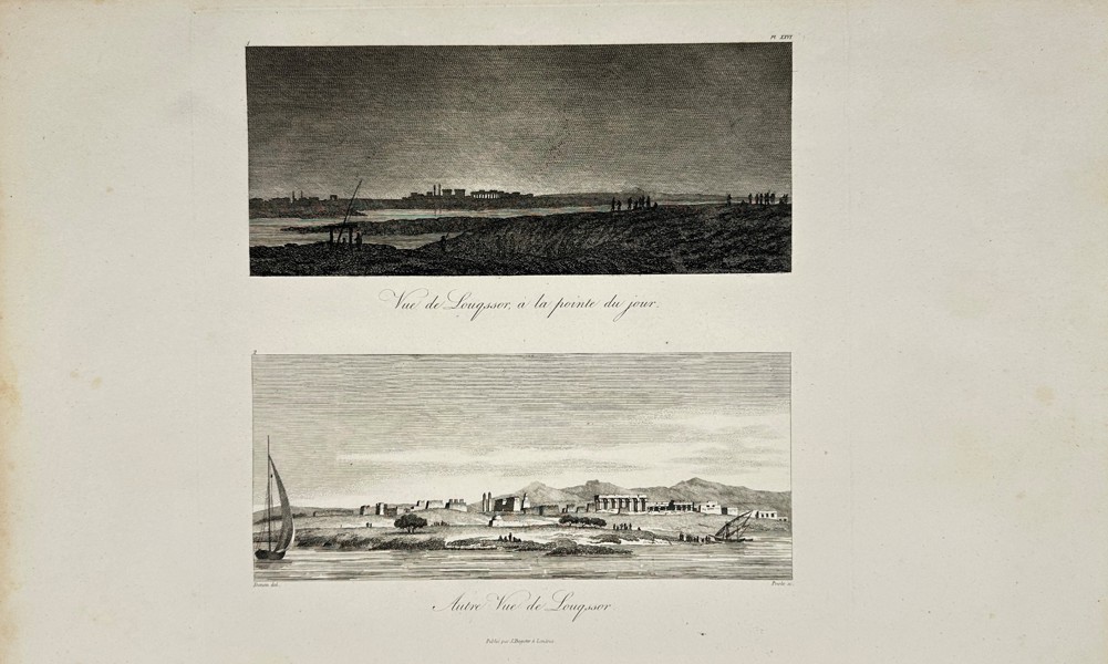 Dominique Vivant Denon (1747–1825) – Vue de Songssor à la pointe du jour / Vue de Longsor – Engraving from "Voyage dans la Basse et la Haute Égypte" (1809)