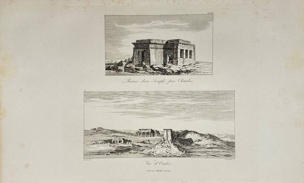 Dominique Vivant Denon (1747–1825) – Vue d’un Temple pour Chauber – Engraving from Voyage dans la Basse et la Haute Égypte (1809)