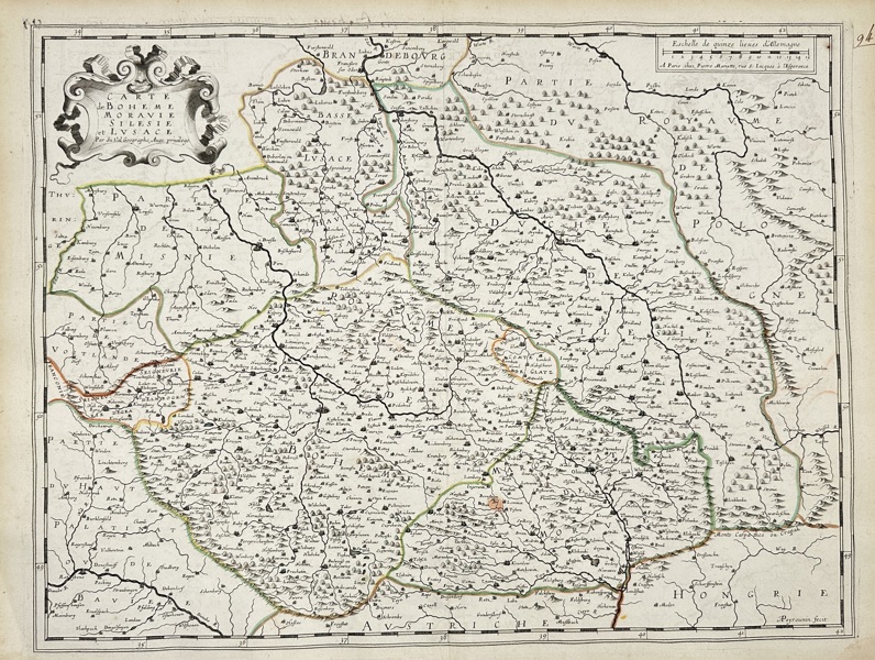 Pierre Du Val (1619–1683) – Map of Bohemia, Moravia, Silesia and Lusatia / Carte de Bohême, Moravie, Silesie et Lusace – Large Copperplate Engraving (Paris, c.1655)
