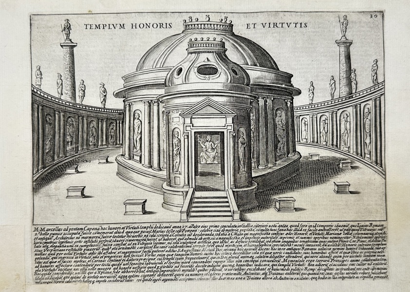 Giacomo Lauro (active 1584–1645) – Templum Honoris et Virtutis – Engraved Reconstruction from Antiquae Urbis Splendor (1641)