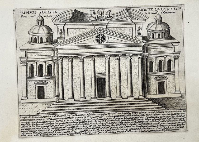 Giacomo Lauro (active 1584–1645) – Templum Solis in Monte Quirinali – Engraved Reconstruction from Antiquae Urbis Splendor (1641)