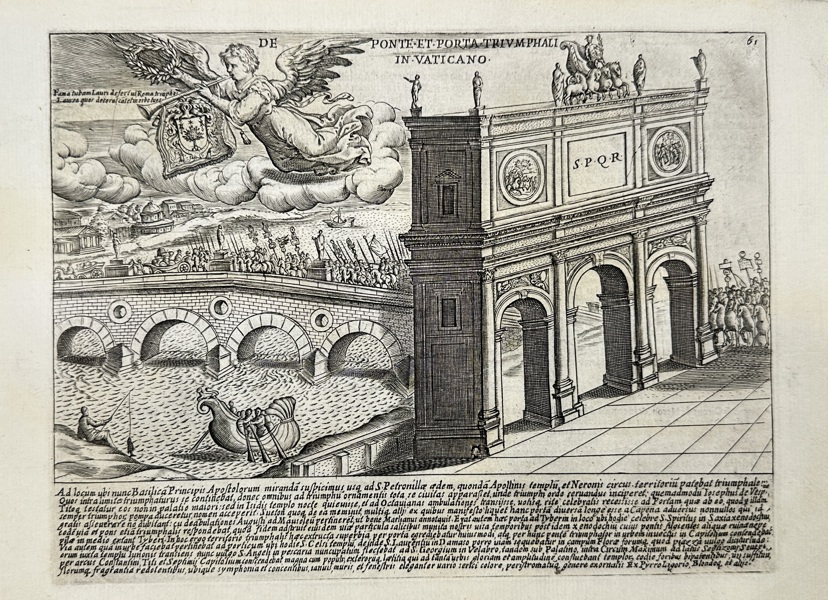 Giacomo Lauro (active 1584–1645) – De Ponte et Porta Triumphali in Vaticano – Engraved Reconstruction from Antiquae Urbis Splendor (1641)