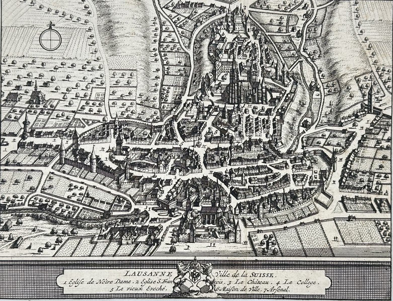 Pierre van der Aa (1659–1733) – Lausanne, Ville de la Suisse – Copper Engraving from Les Délices de la Suisse (1714)