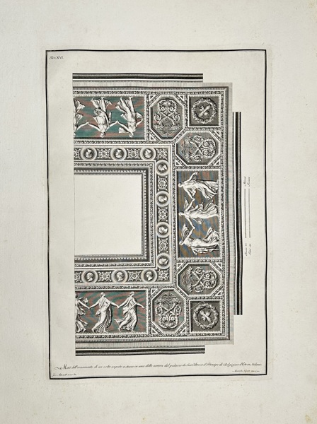 Giocondo Albertolli , Giacomo Mercoli – Model of a Ceiling Decoration in Stucco from a Room in the Palace of H.R.H. the Prince of Castiglione d’Adda in Milan – Large Copper Engraving (1778–82)
