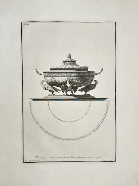 Giocondo Albertolli (1742–1839), Giacomo Mercoli – Table Centerpiece Designed for a Roman Nobleman to be Executed in Silver – Large Copper Engraving (1778–82)