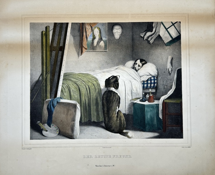 Michel Alophe (1812–1883) – Der letzte Freund – Hand-Coloured Lithograph (c.1850s)
