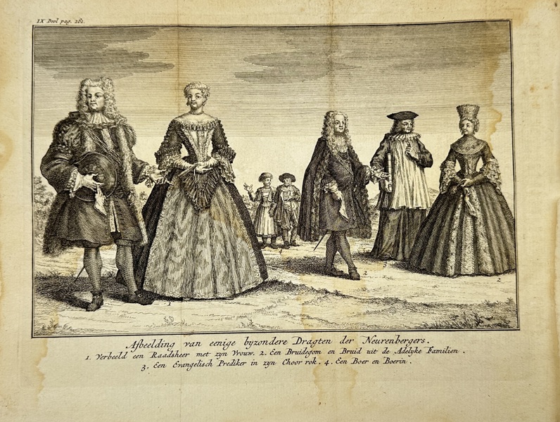 Thomas Salmon (1679–1767) – Traditional Costumes of Nuremberg Citizens – Copperplate Engraving from Modern History (1736–1737)