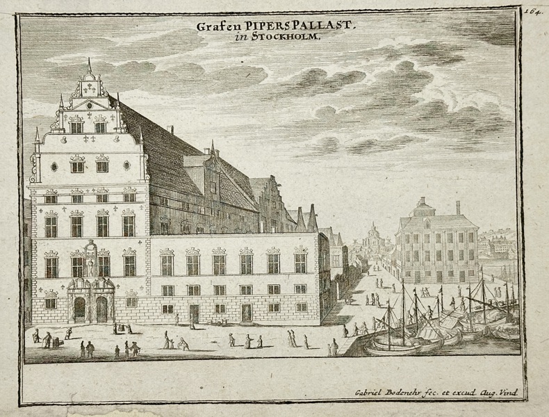 Gabriel Bodenehr (c.1664–1729) – Count Piper’s Palace in Stockholm”– Copperplate Engraving (early 18th Century)