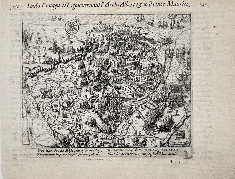 Michiel Colijn (1584–1661) – Beleg van Oostende: plan van de stad met alle verdedigingswerken – Etching of the Siege of Ostend (1613–1615)