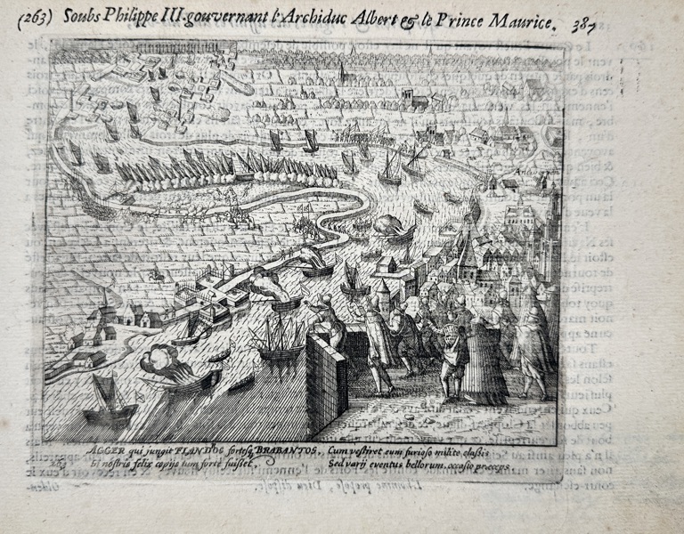 Michiel Colijn (1584–1661) – Agger qui jungit Flandros fortesque Brabantos – Etching of Antwerp and the Scheldt Barrier (1613–1615)