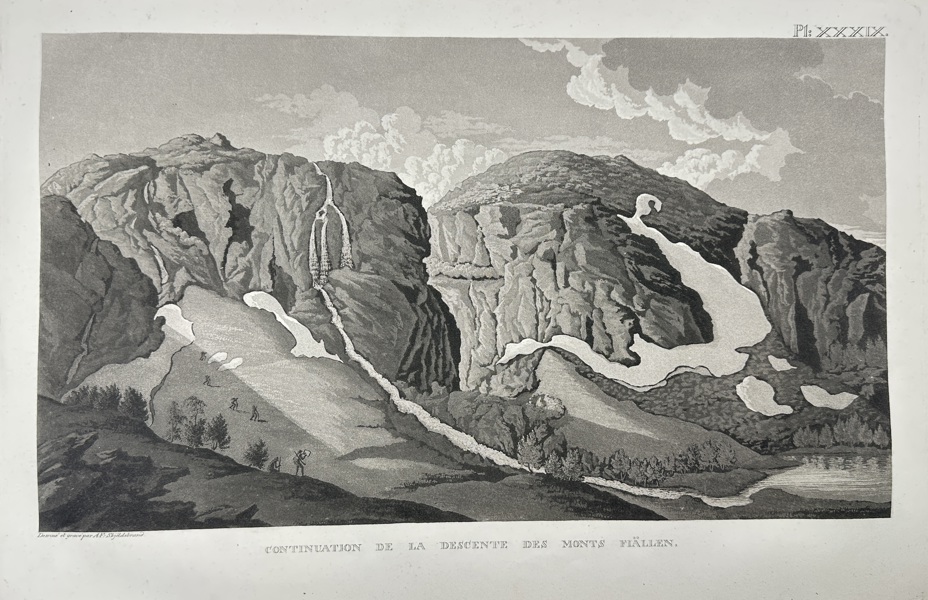 Anders Fredrik Skjöldebrand (1749–1834) – Continuation de la descente des Monts Fjällen – Aquatint Engraving from Voyage Pittoresque à travers la Suède (c.1802)