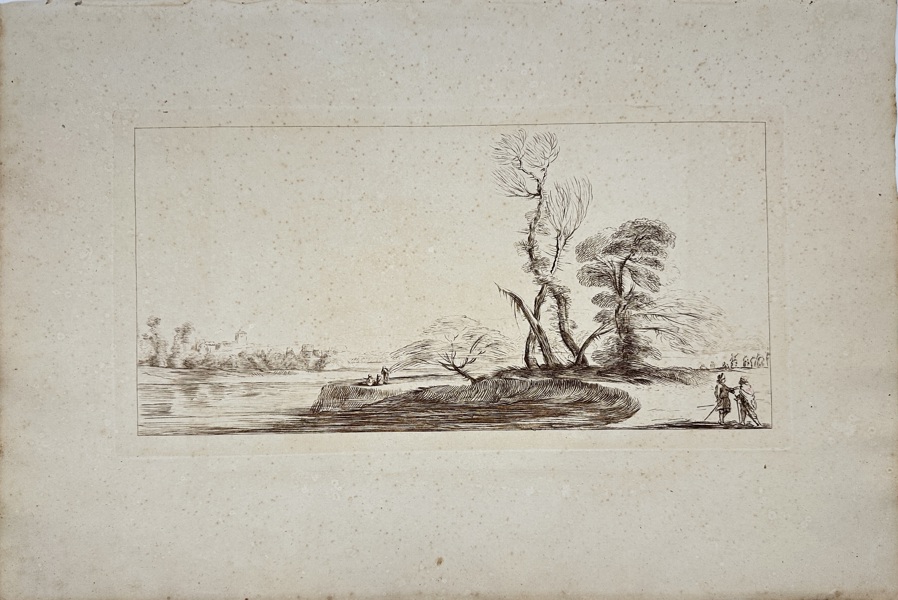 Giovanni Francesco Barbieri (1591-1666), Guercino after, Francesco Bartolozzi (1727–1815) - Large Folio Print - Landscape with Figures"