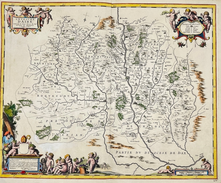 Jean-Baptiste Nolin (1657–1708) - Map of France - Landes region / Nouvelle-Aquitaine L'Evesche d"aire - 1681-1700