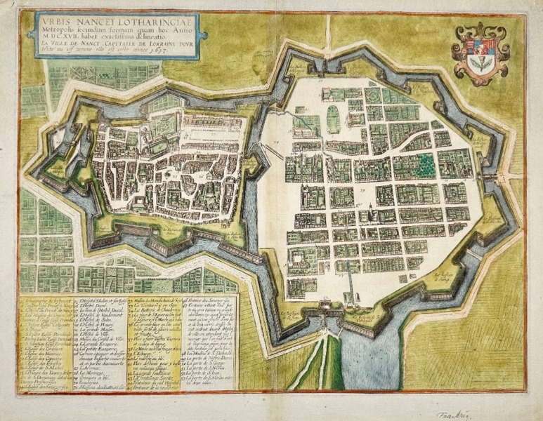 Georg Braun (1541–1622) & Frans Hogenberg (1535–1590) – City Map of Nancy, Lorraine / Vrbis Nancei Lotharingiae – Hand-Colored Engraving (1561–1580)