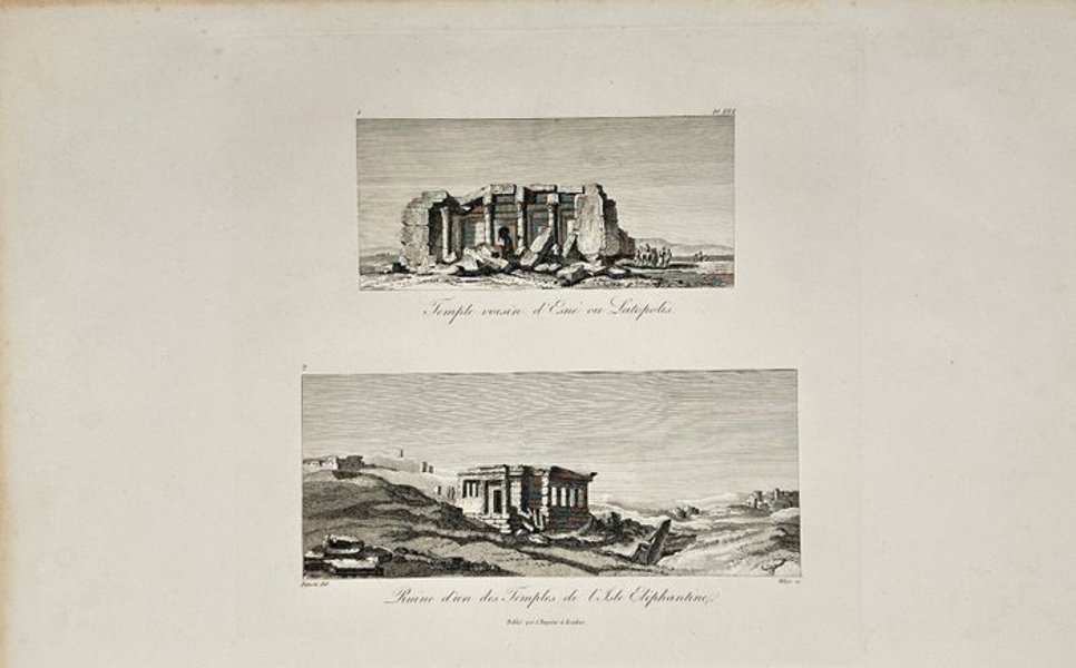 Dominique Vivant Denon - Antique Engraving - Ruins of a Temple on Elephantine Island – Egypt – 1809